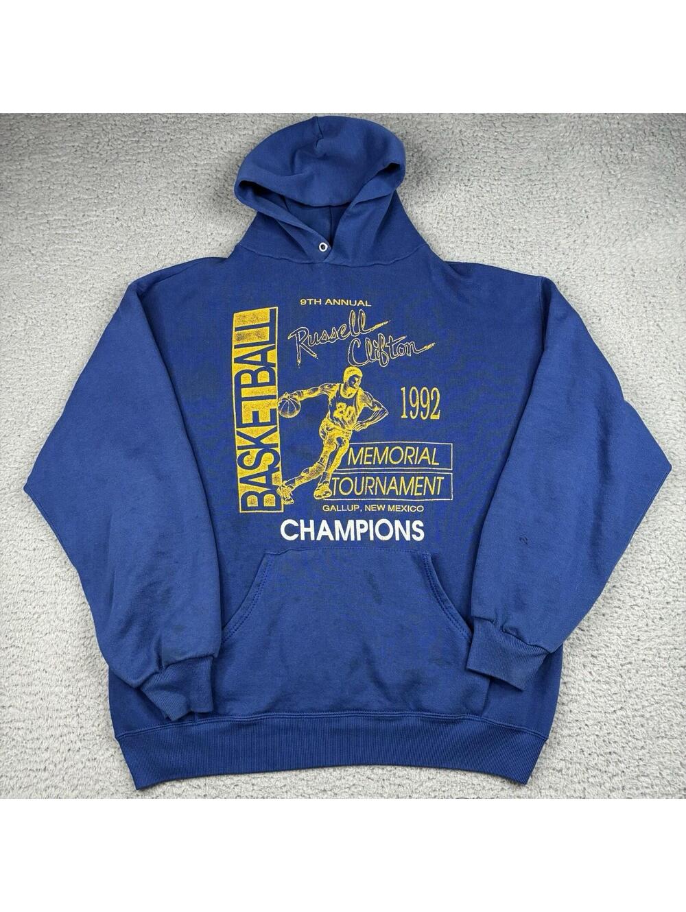 Vintage 90s Russell Clifton Basketball 1992 Hoodie USA Distressed Faded 22x27